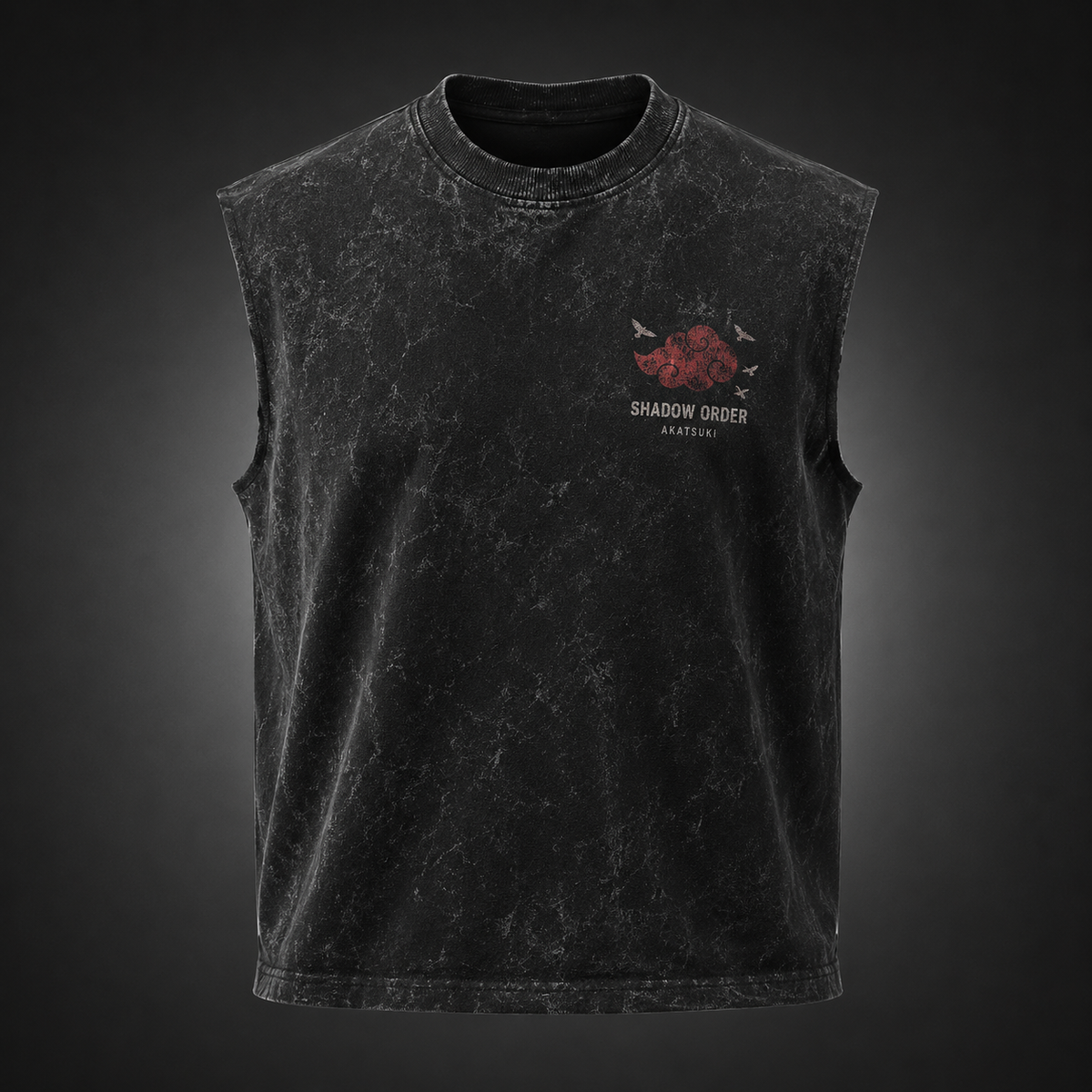 Itachi Uchiha Naruto Anime Tank Top - Akatsuki Shadow Order Acid Wash Vest