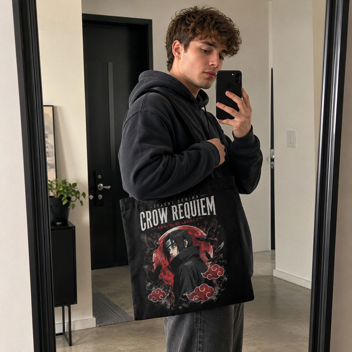 Itachi Uchiha Naruto Anime Canvas Tote Bag - Crow Requiem