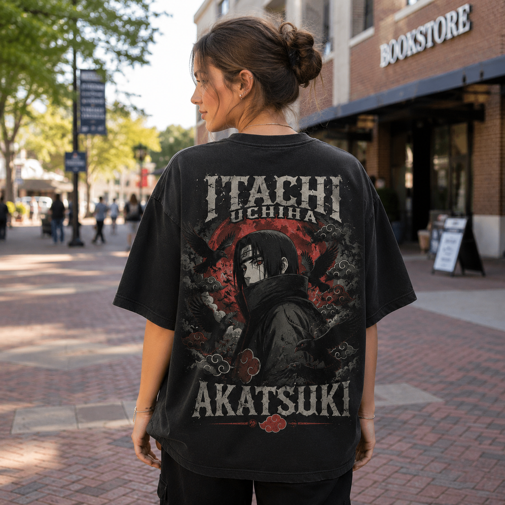 Itachi Uchiha Naruto Anime Graphic Tee - Itachi Akatsuki Crows