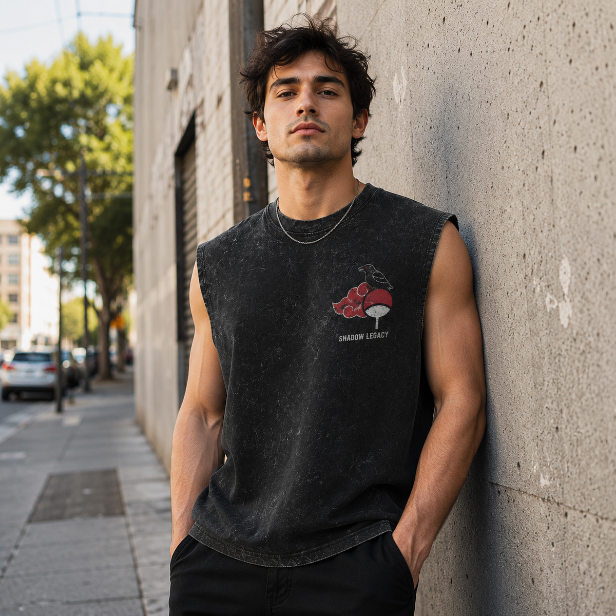 Itachi Uchiha Naruto Anime Tank Top - Itachi Crimson Moon Acid Wash Vest