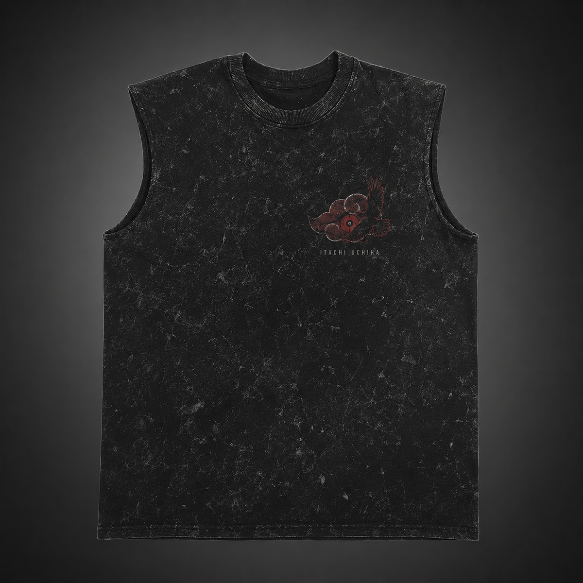 Itachi Uchiha Naruto Anime Tank Top - Shadow Of The Uchiha Acid Wash Vest