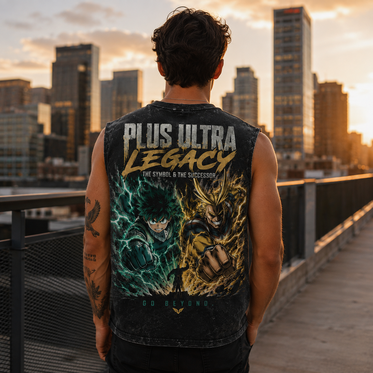 Izuku Midoriya, All Might My Hero Academia Anime Tank Top - Plus Ultra Legacy Acid Wash Vest