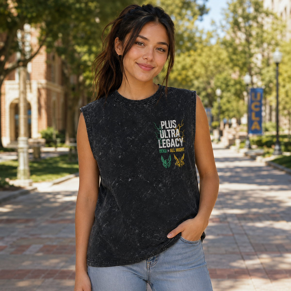 Izuku Midoriya, All Might My Hero Academia Anime Tank Top - Plus Ultra Legacy Acid Wash Vest