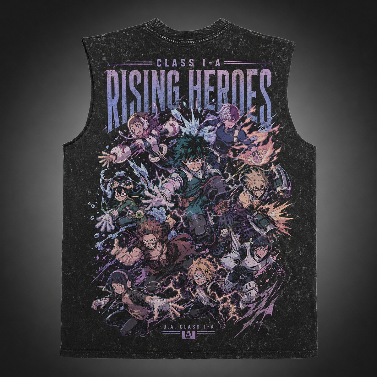 Izuku Midoriya/Deku & Katsuki Bakugo My Hero Academia Anime Tank Top - Class 1-A Rising Heroes Acid Wash Vest