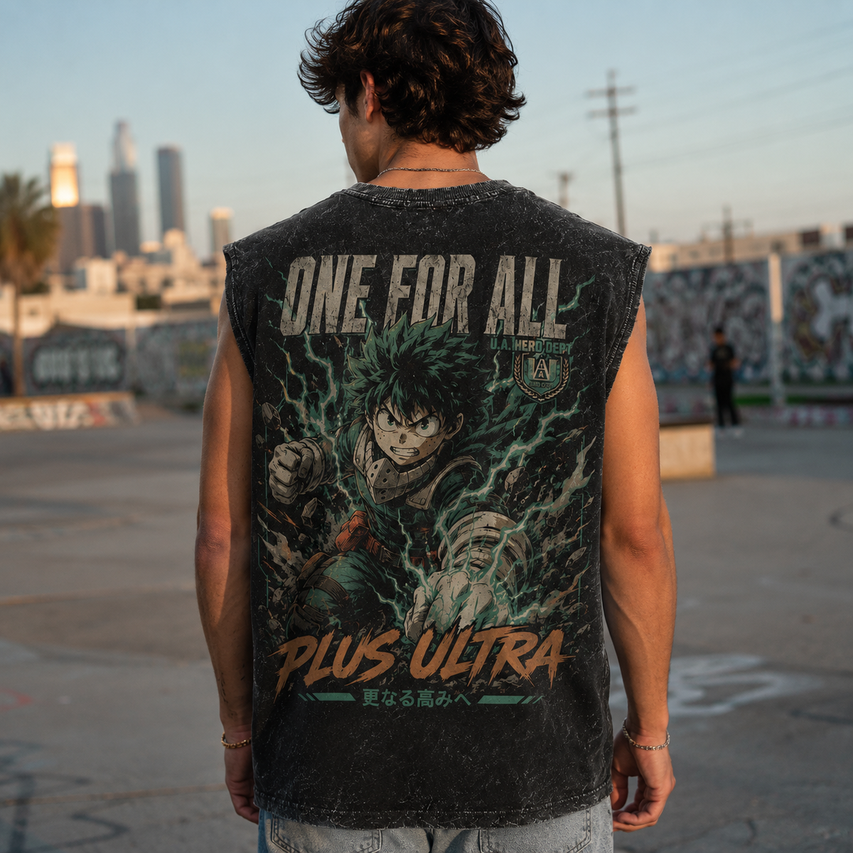 Izuku Midoriya/Deku My Hero Academia Anime Tank Top - One For All Hero Dept Acid Wash Vest