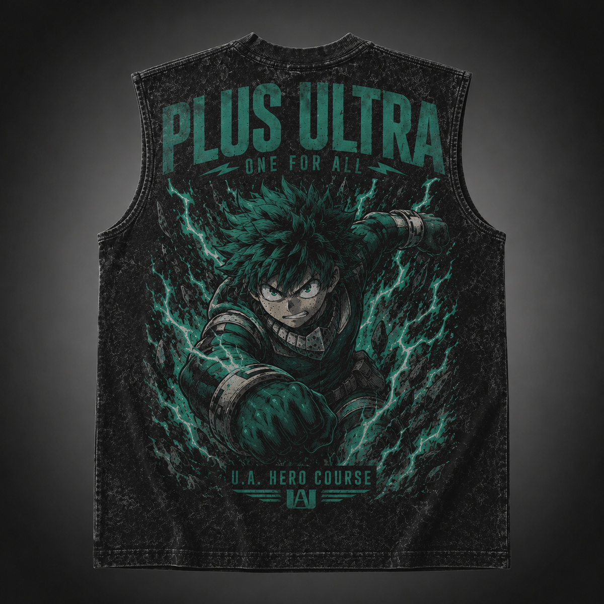 Izuku Midoriya/Deku My Hero Academia Anime Tank Top - Plus Ultra One For All Acid Wash Vest