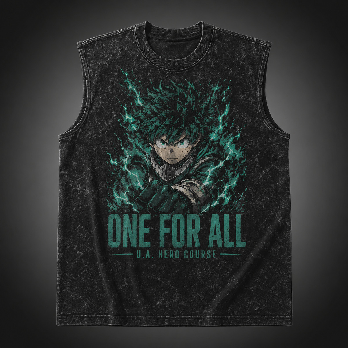 Izuku Midoriya/Deku My Hero Academia Anime Tank Top - Plus Ultra One For All Acid Wash Vest