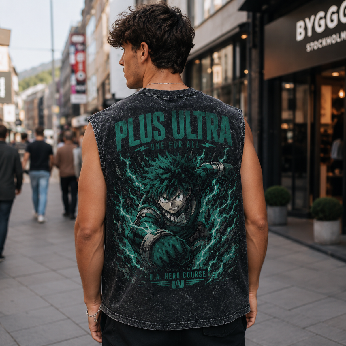 Izuku Midoriya/Deku My Hero Academia Anime Tank Top - Plus Ultra One For All Acid Wash Vest