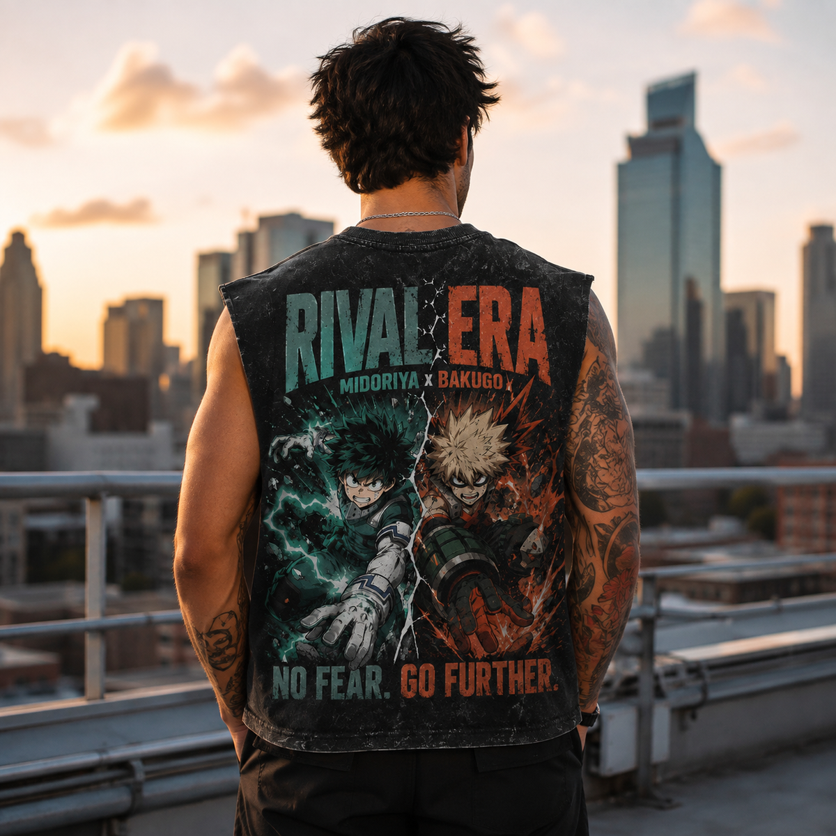 Izuku Midoriya, Katsuki Bakugo My Hero Academia Anime Tank Top - Rival Era Acid Wash Vest