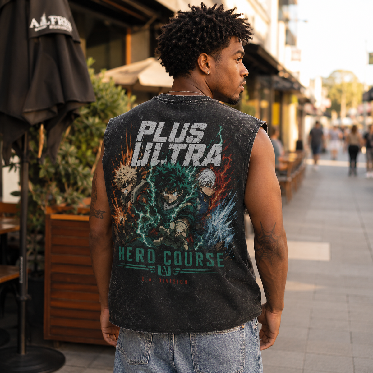 Izuku Midoriya, Katsuki Bakugo, Shoto Todoroki My Hero Academia Anime Tank Top - Hero Course Trio Acid Wash Vest