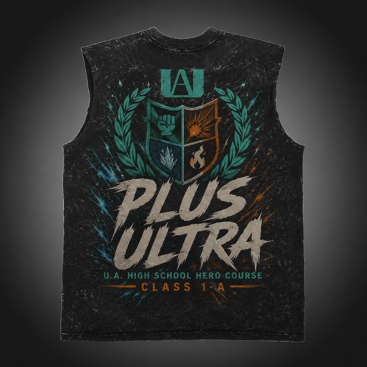 Izuku Midoriya, Katsuki Bakugo, Shoto Todoroki My Hero Academia Anime Tank Top - Plus Ultra Trio Acid Wash Vest