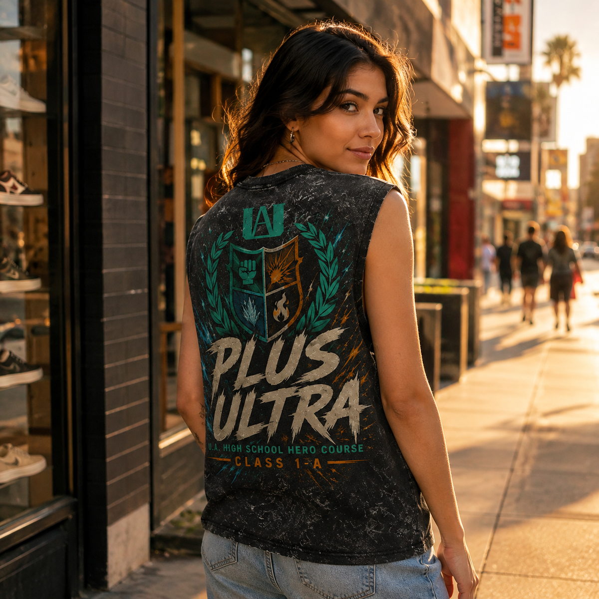 Izuku Midoriya, Katsuki Bakugo, Shoto Todoroki My Hero Academia Anime Tank Top - Plus Ultra Trio Acid Wash Vest