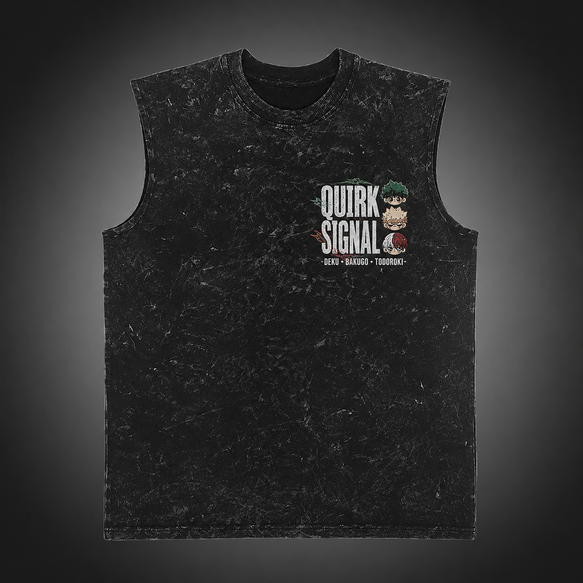 Izuku Midoriya, Katsuki Bakugo, Shoto Todoroki My Hero Academia Anime Tank Top - Quirk Signal Acid Wash Vest