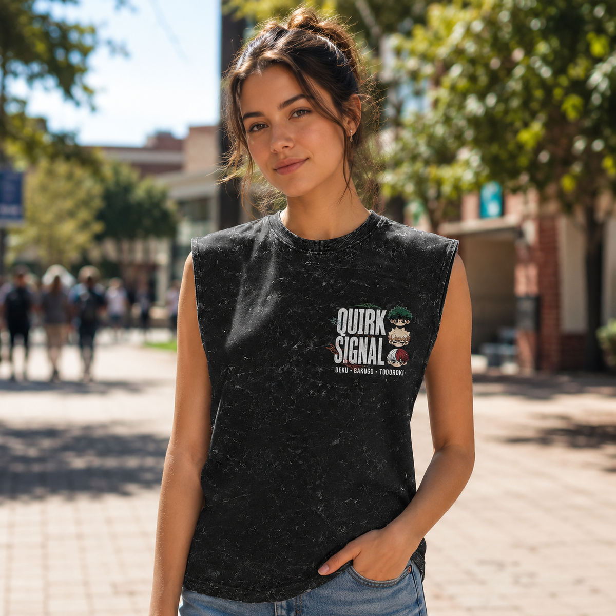 Izuku Midoriya, Katsuki Bakugo, Shoto Todoroki My Hero Academia Anime Tank Top - Quirk Signal Acid Wash Vest