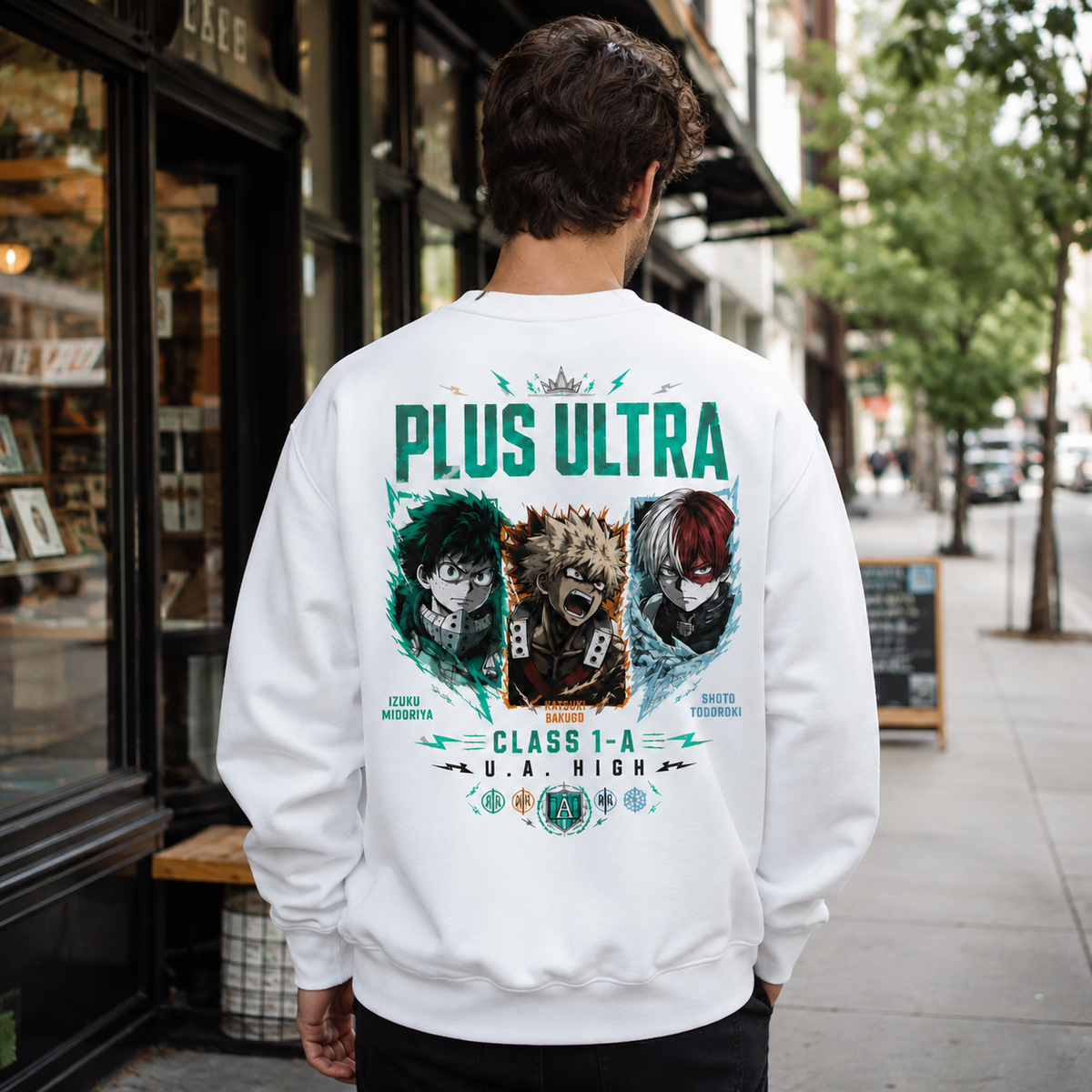 Izuku Midoriya, Katsuki Bakugo, Shoto Todoroki My Hero Academia Anime Sweatshirt - Trio Panels