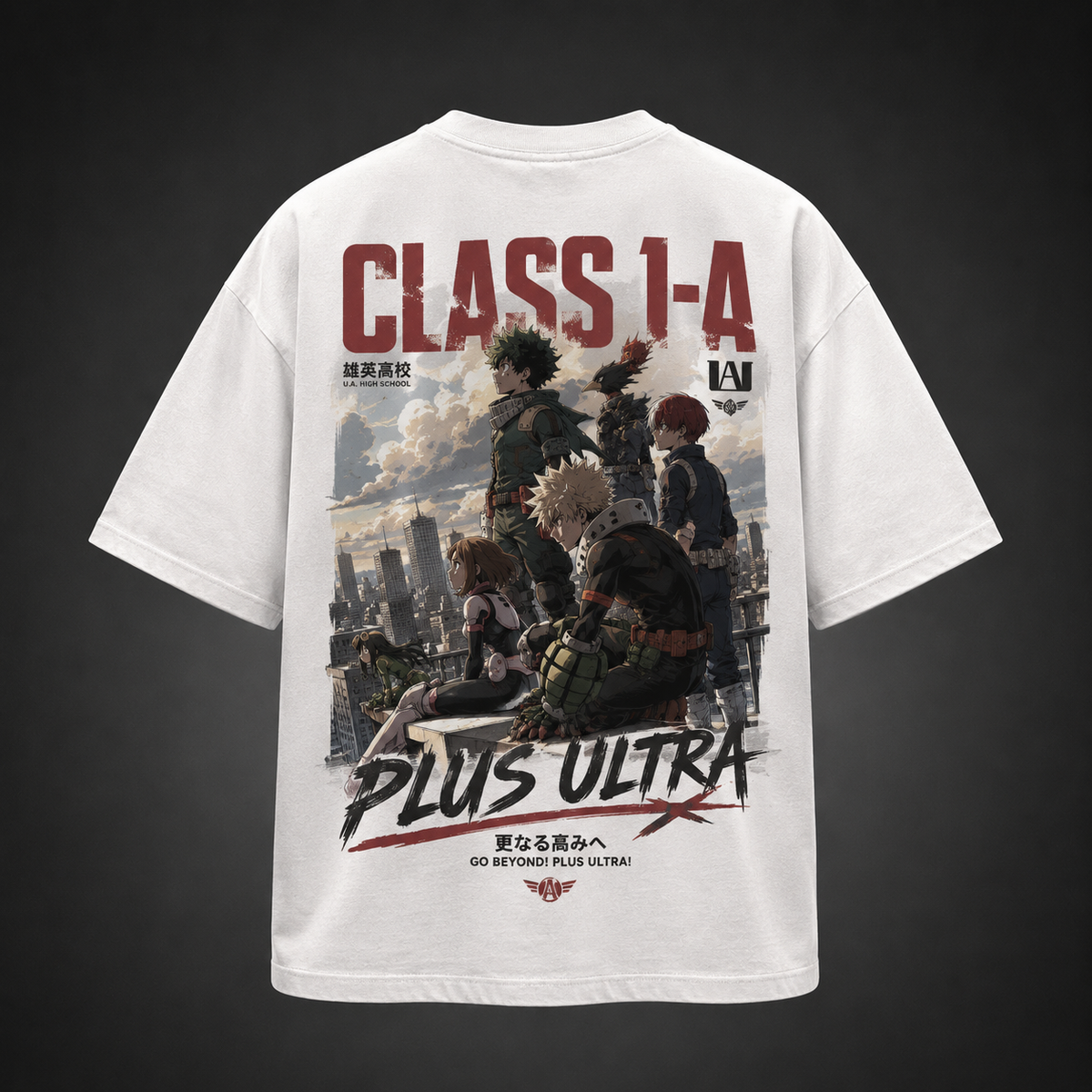 Izuku Midoriya, Katsuki Bakugo, Shoto Todoroki, Ochaco Uraraka, Fumikage Tokoyami My Hero Academia Anime Graphic Tee - City Rooftop