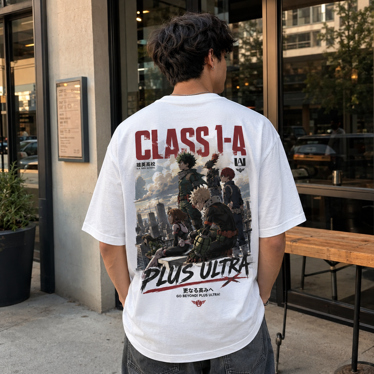 Izuku Midoriya, Katsuki Bakugo, Shoto Todoroki, Ochaco Uraraka, Fumikage Tokoyami My Hero Academia Anime Graphic Tee - City Rooftop