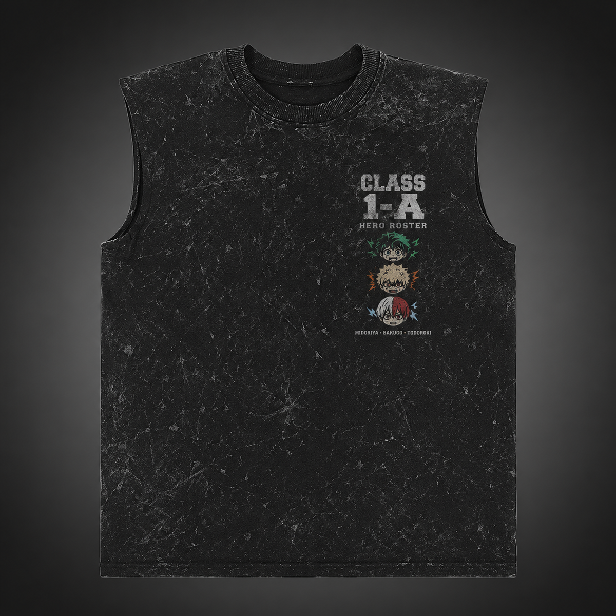 Izuku Midoriya, Katsuki Bakugo, Shoto Todoroki My Hero Academia Anime Tank Top - Class 1-A Roster Acid Wash Vest