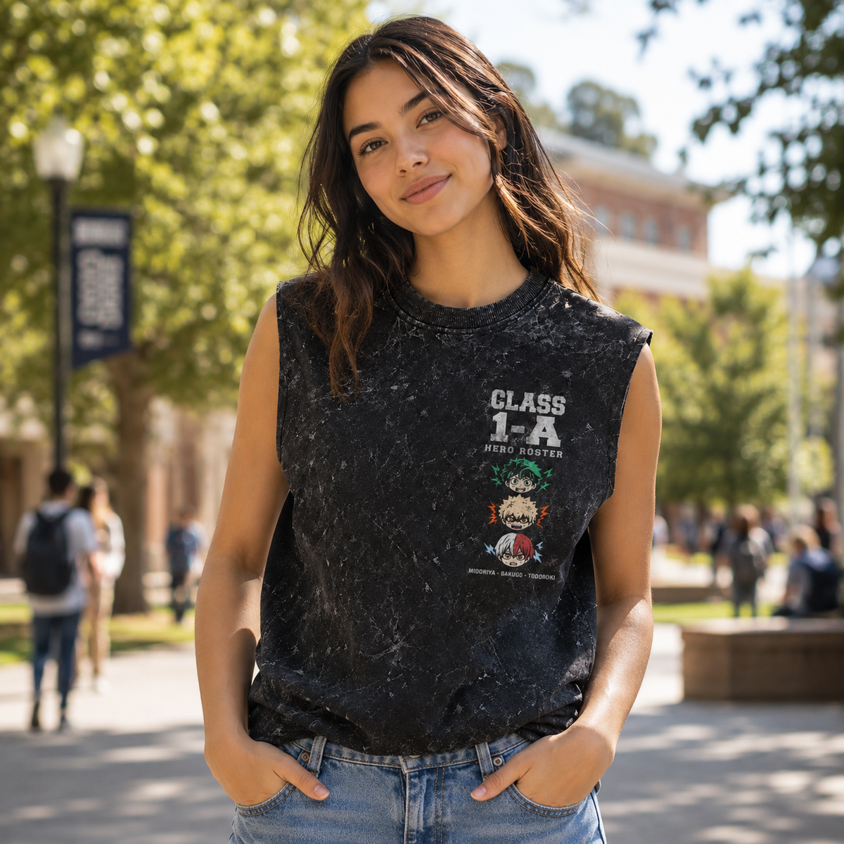Izuku Midoriya, Katsuki Bakugo, Shoto Todoroki My Hero Academia Anime Tank Top - Class 1-A Roster Acid Wash Vest