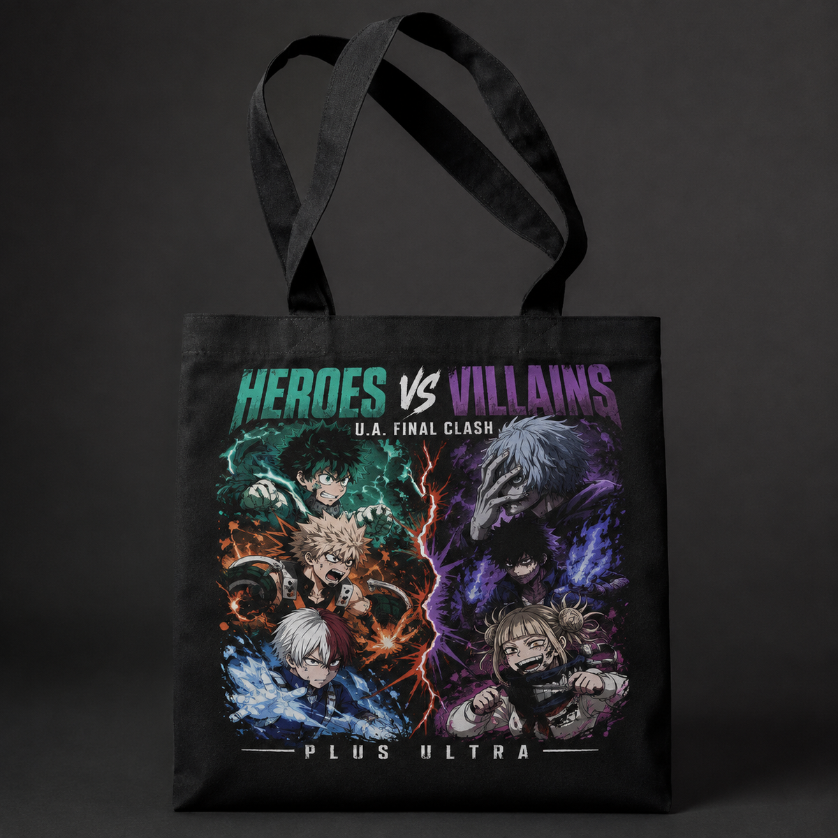 Izuku Midoriya, Katsuki Bakugo, Shoto Todoroki, Tomura Shigaraki, Dabi, Himiko Toga My Hero Academia Anime Canvas Tote Bag - Heroes Vs Villains