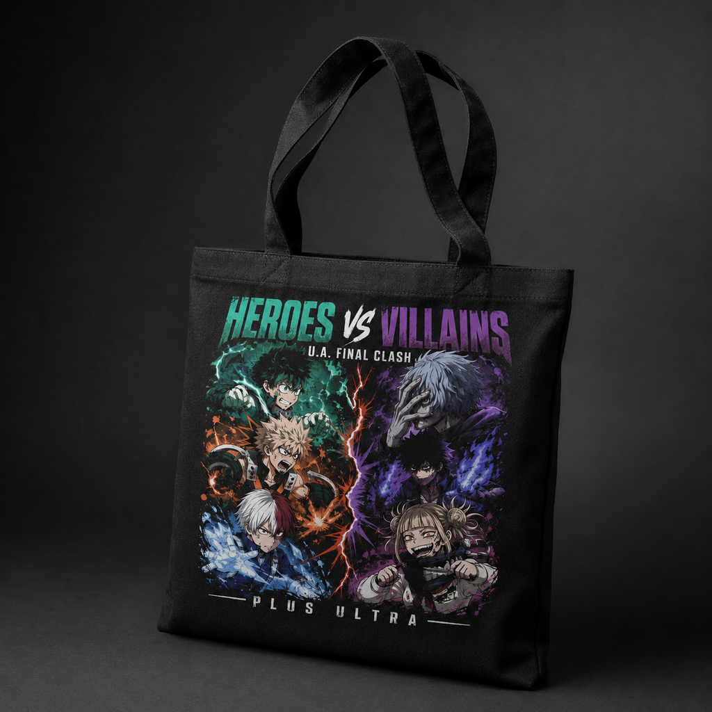 Izuku Midoriya, Katsuki Bakugo, Shoto Todoroki, Tomura Shigaraki, Dabi, Himiko Toga My Hero Academia Anime Canvas Tote Bag - Heroes Vs Villains