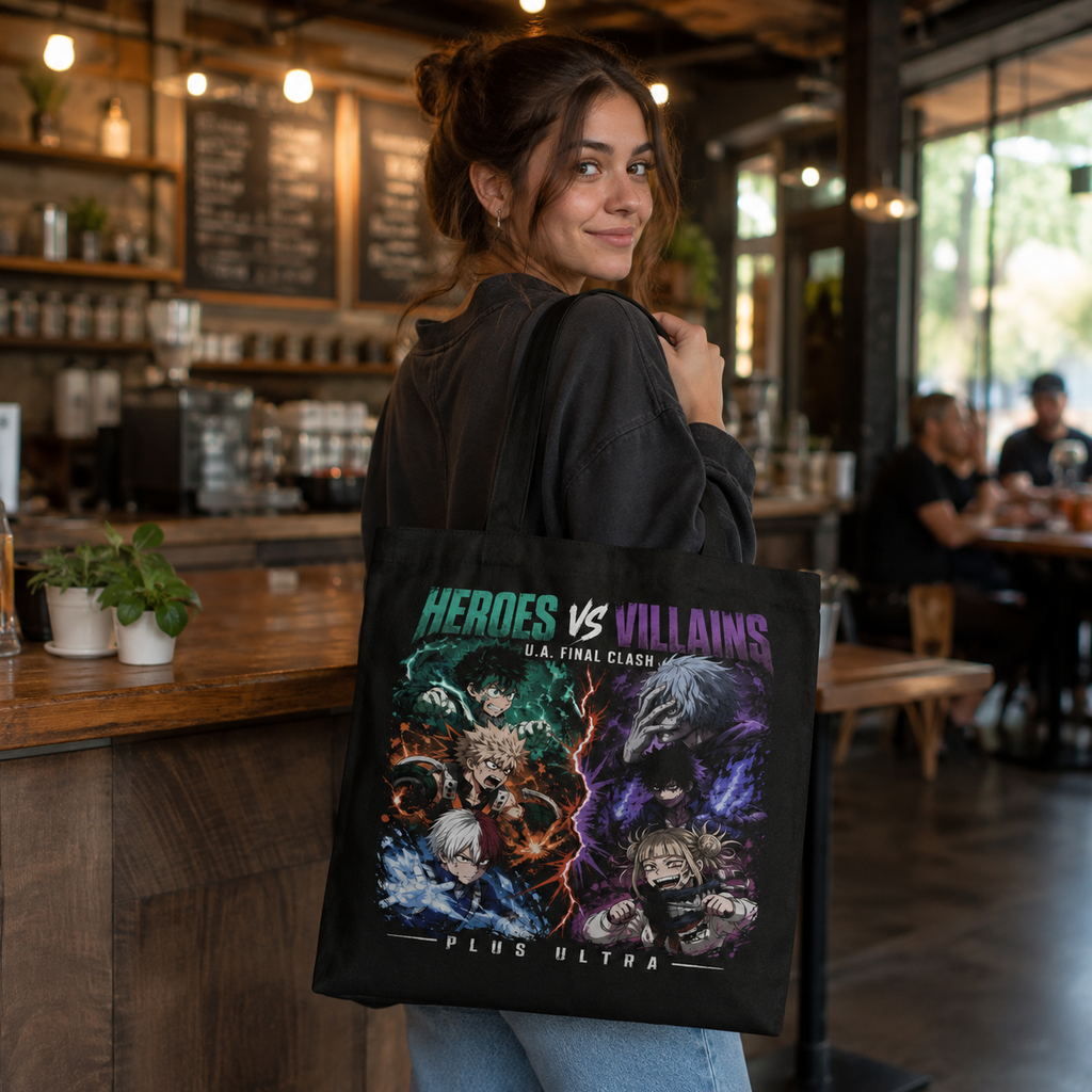 Izuku Midoriya, Katsuki Bakugo, Shoto Todoroki, Tomura Shigaraki, Dabi, Himiko Toga My Hero Academia Anime Canvas Tote Bag - Heroes Vs Villains