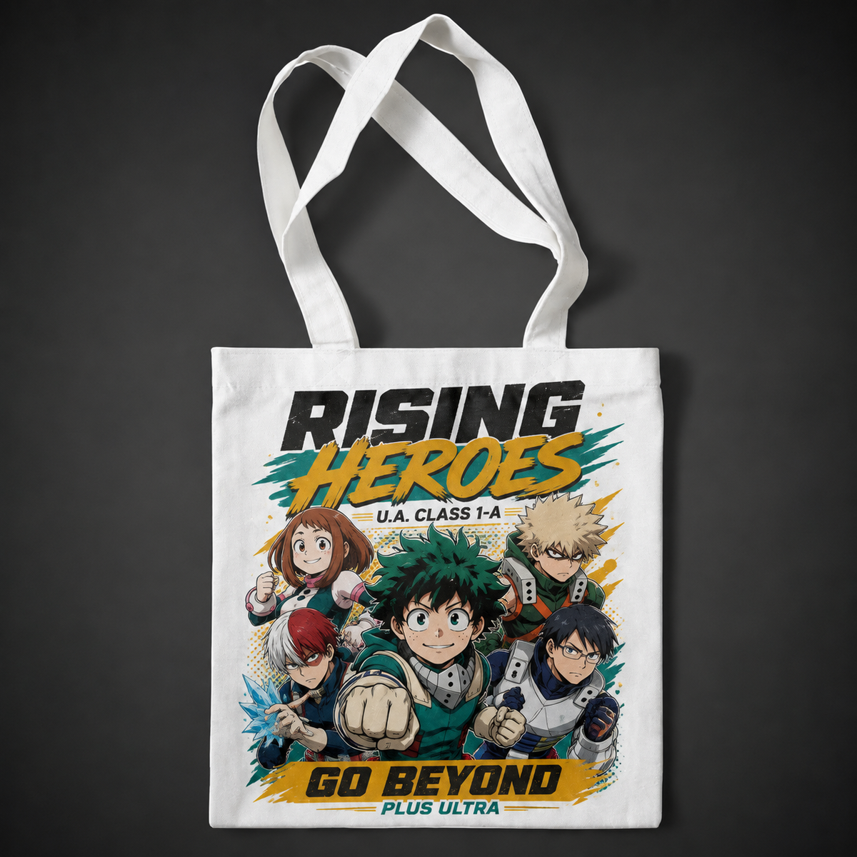 Izuku Midoriya, Ochaco Uraraka, Katsuki Bakugo, Shoto Todoroki, Tenya Iida My Hero Academia Anime Canvas Tote Bag - Rising Heroes