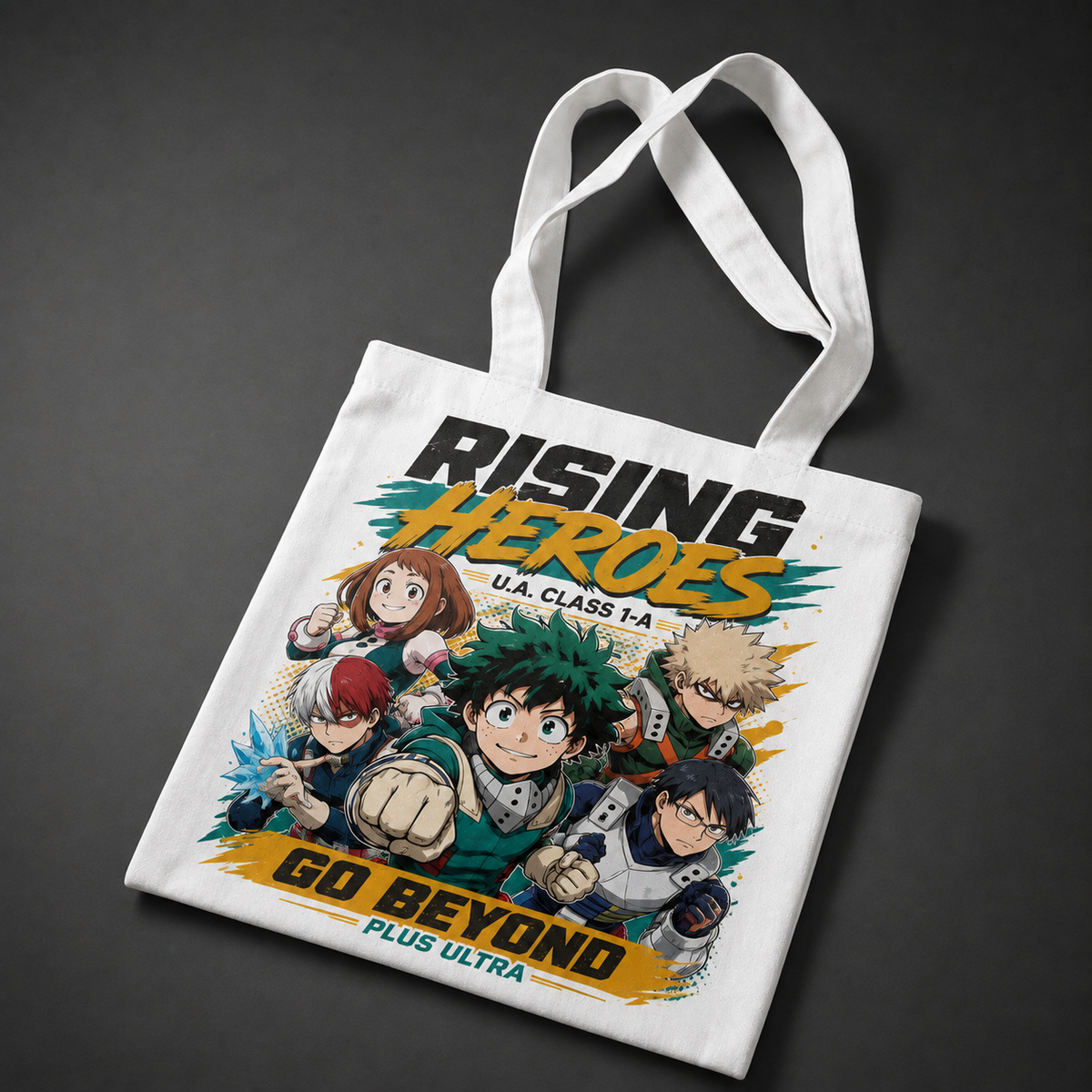 Izuku Midoriya, Ochaco Uraraka, Katsuki Bakugo, Shoto Todoroki, Tenya Iida My Hero Academia Anime Canvas Tote Bag - Rising Heroes