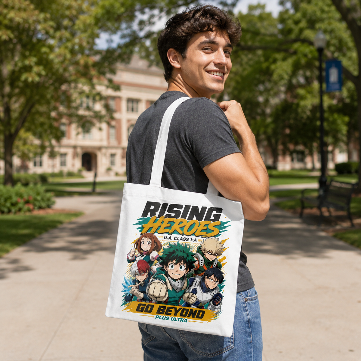 Izuku Midoriya, Ochaco Uraraka, Katsuki Bakugo, Shoto Todoroki, Tenya Iida My Hero Academia Anime Canvas Tote Bag - Rising Heroes
