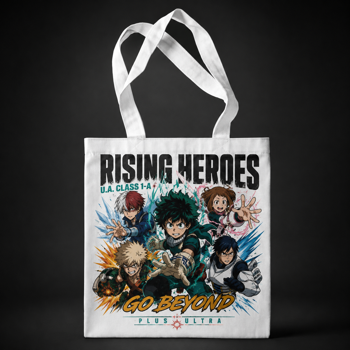 Izuku Midoriya, Shoto Todoroki, Ochaco Uraraka, Katsuki Bakugo, Tenya Iida My Hero Academia Anime Canvas Tote Bag - Go Beyond