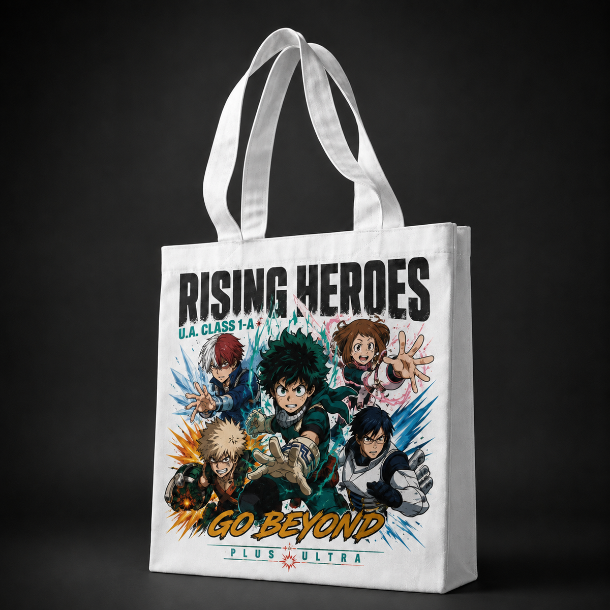 Izuku Midoriya, Shoto Todoroki, Ochaco Uraraka, Katsuki Bakugo, Tenya Iida My Hero Academia Anime Canvas Tote Bag - Go Beyond