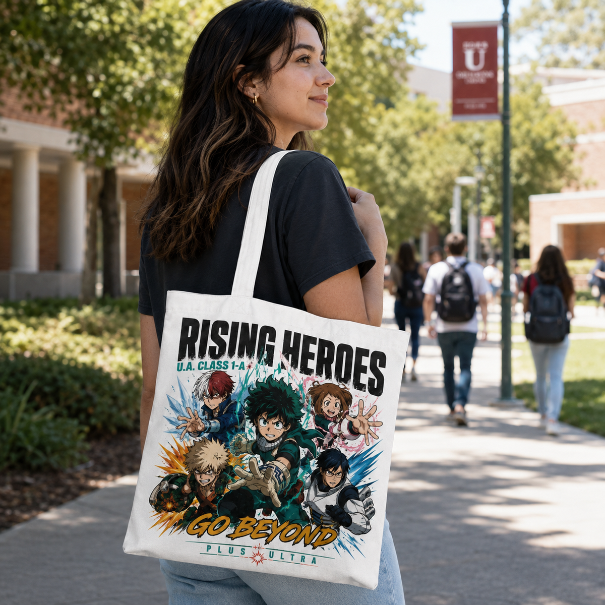 Izuku Midoriya, Shoto Todoroki, Ochaco Uraraka, Katsuki Bakugo, Tenya Iida My Hero Academia Anime Canvas Tote Bag - Go Beyond