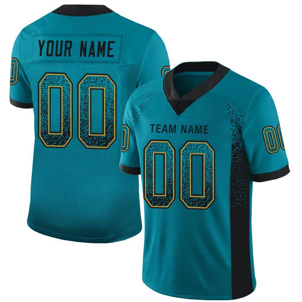 Custom Football Jersey - Teal Black-Old Gold Drift Fashion