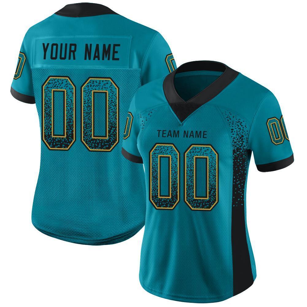 Custom Football Jersey - Teal Black-Old Gold Drift Fashion