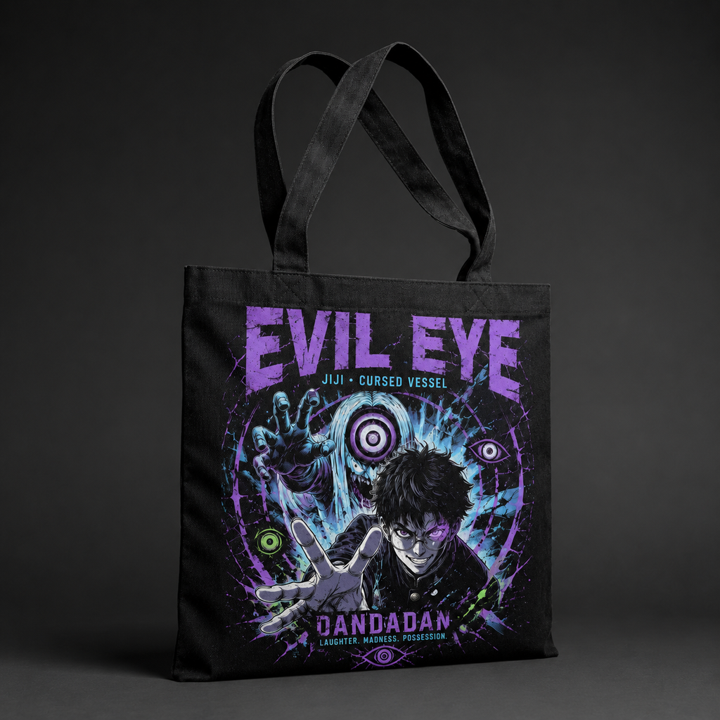 Jiji Dandadan Anime Canvas Tote Bag - Evil Eye