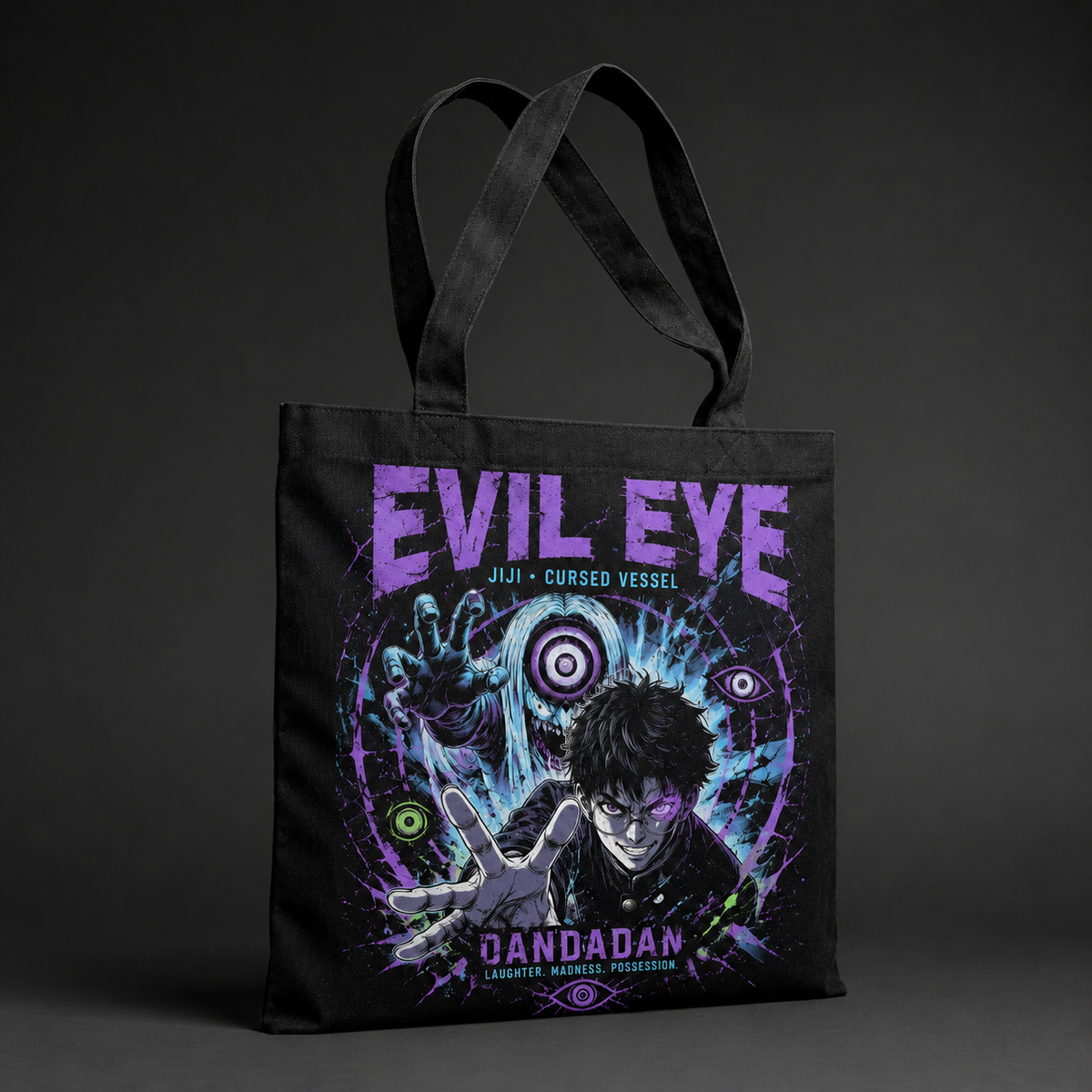Jiji Dandadan Anime Canvas Tote Bag - Evil Eye
