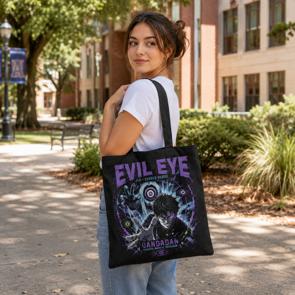 Jiji Dandadan Anime Canvas Tote Bag - Evil Eye