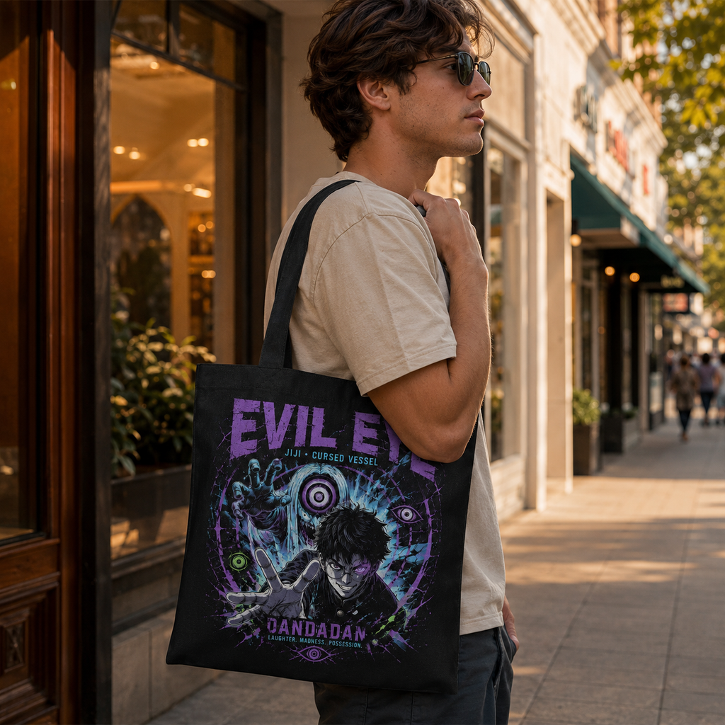 Jiji Dandadan Anime Canvas Tote Bag - Evil Eye