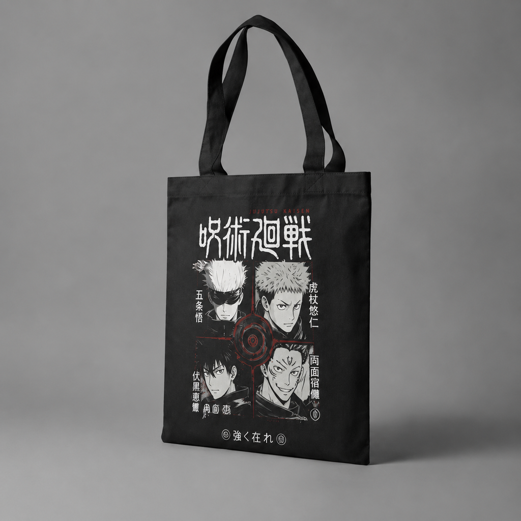 Jujutsu Kaisen Anime Canvas Tote Bag - Four Sorcerers Grid