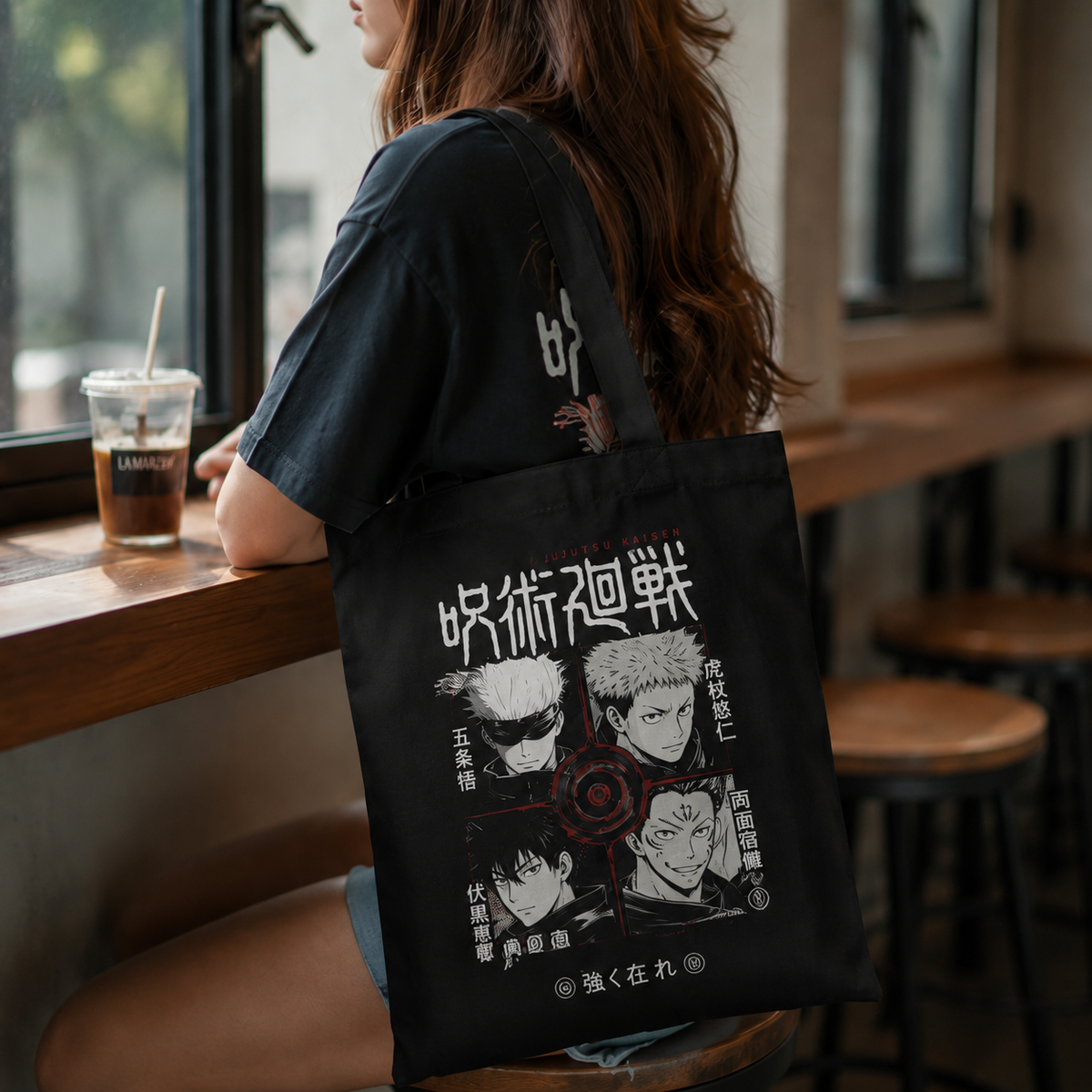 Jujutsu Kaisen Anime Canvas Tote Bag - Four Sorcerers Grid