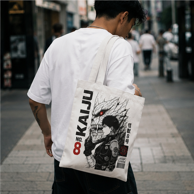 Kafka Hibino Kaiju No. 8 Anime Canvas Tote Bag - Kaiju Mask Reveal