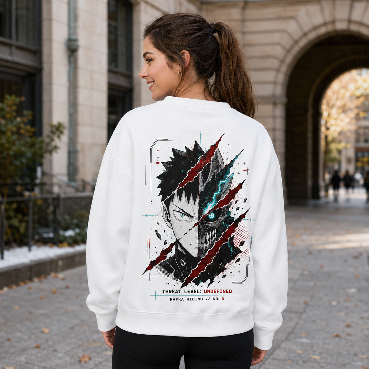 Kafka Hibino Kaiju No. 8 Anime Sweatshirt - Threat Level Undefined