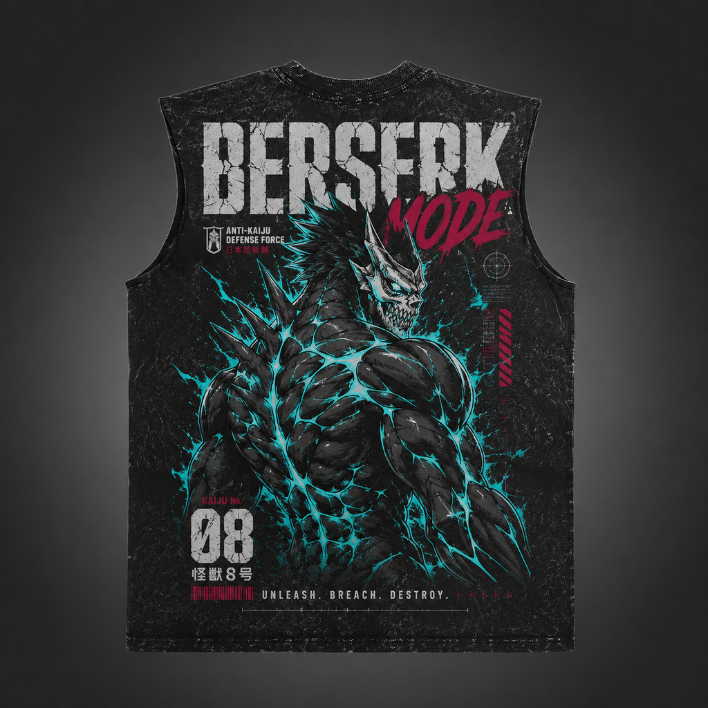 Kaiju No. 8 Anime Tank Top - Berserk Mode Acid Wash Vest