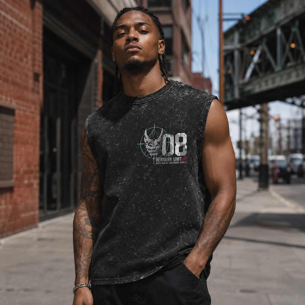 Kaiju No. 8 Anime Tank Top - Berserk Mode Acid Wash Vest