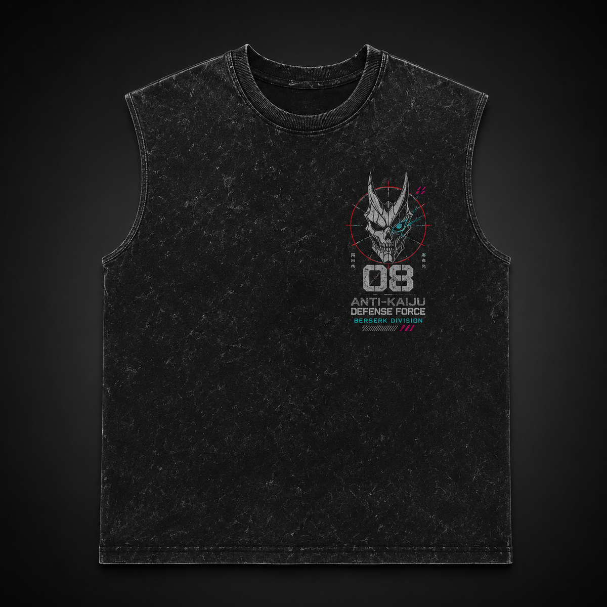 Kaiju No. 8 Anime Tank Top - Berserk Onslaught Acid Wash Vest