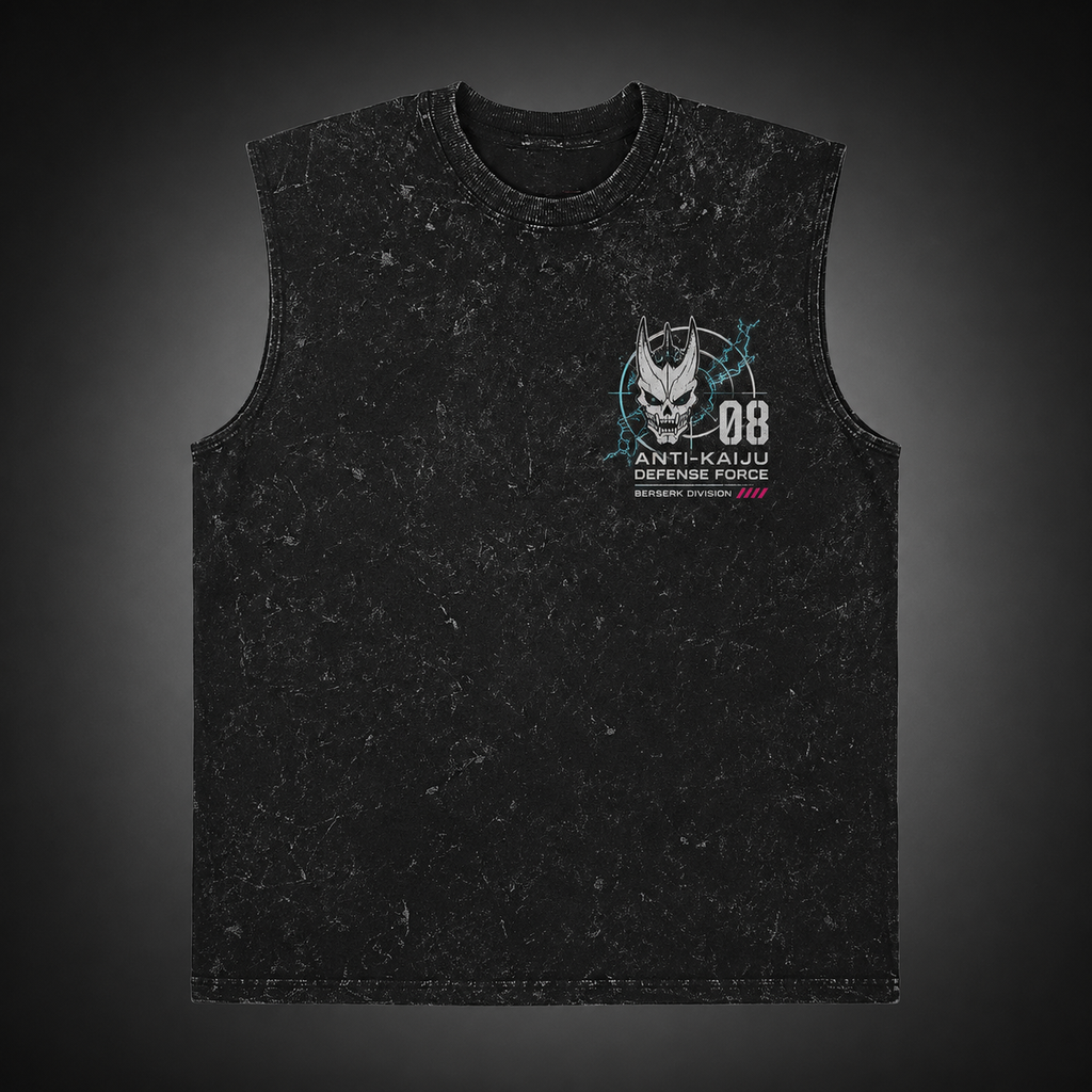 Kaiju No. 8 Anime Tank Top - Berserk Rampage Acid Wash Vest