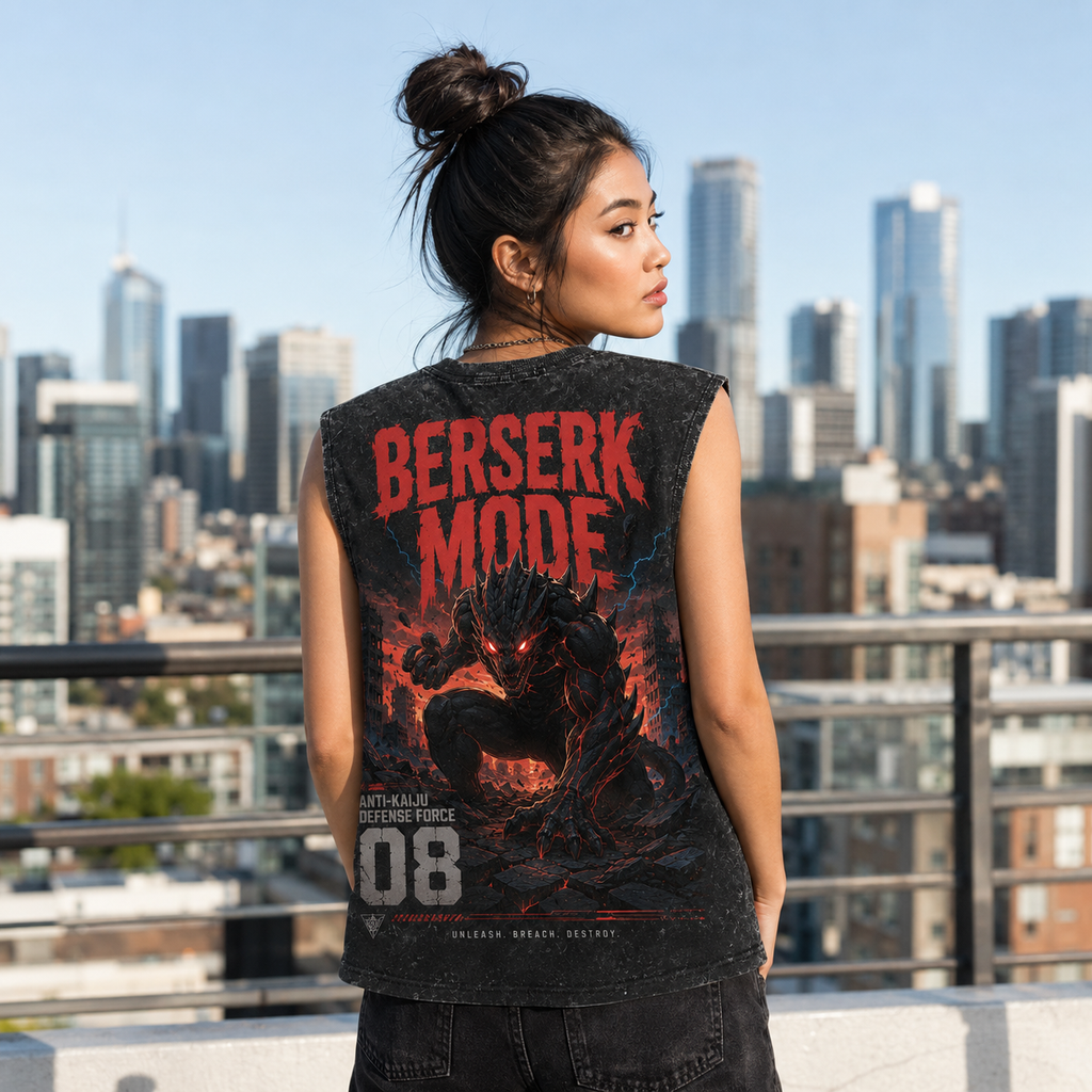 Kaiju No. 8 Anime Tank Top - Berserk Ruins Acid Wash Vest
