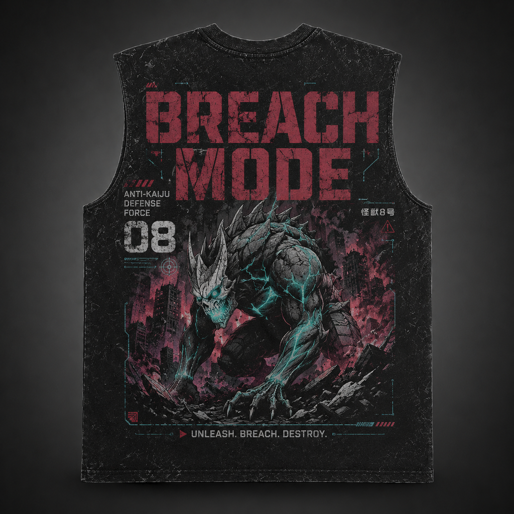 Kaiju No. 8 Anime Tank Top - Breach Mode Acid Wash Vest