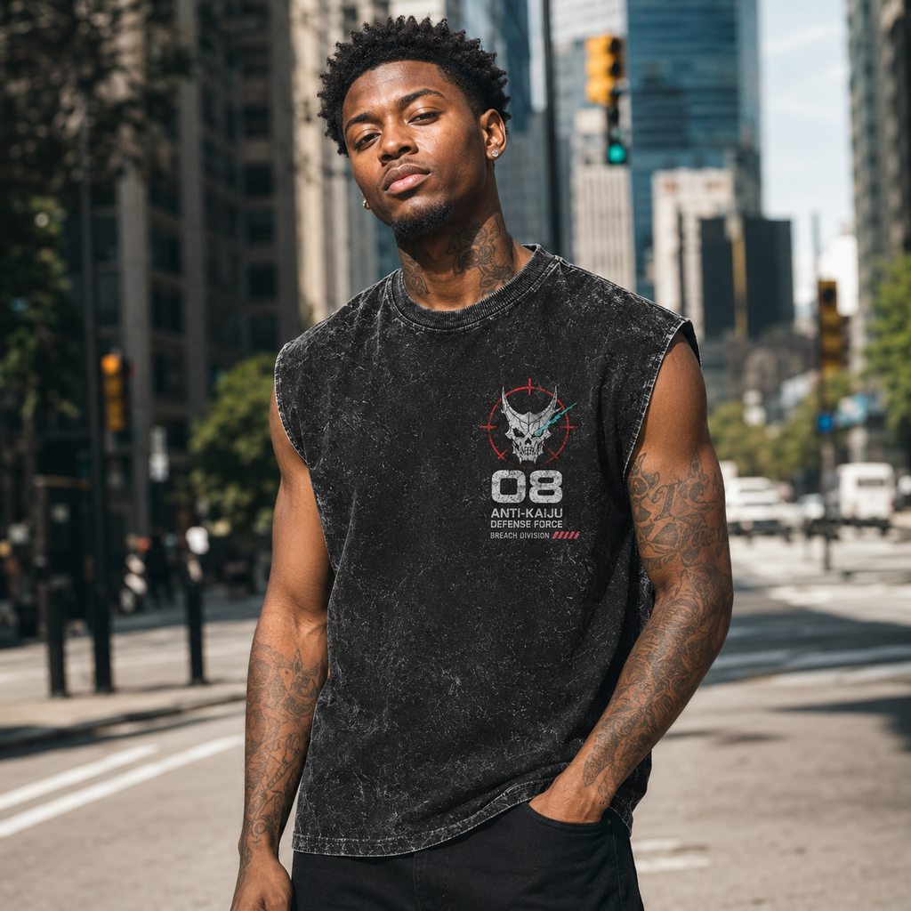 Kaiju No. 8 Anime Tank Top - Breach Mode Acid Wash Vest