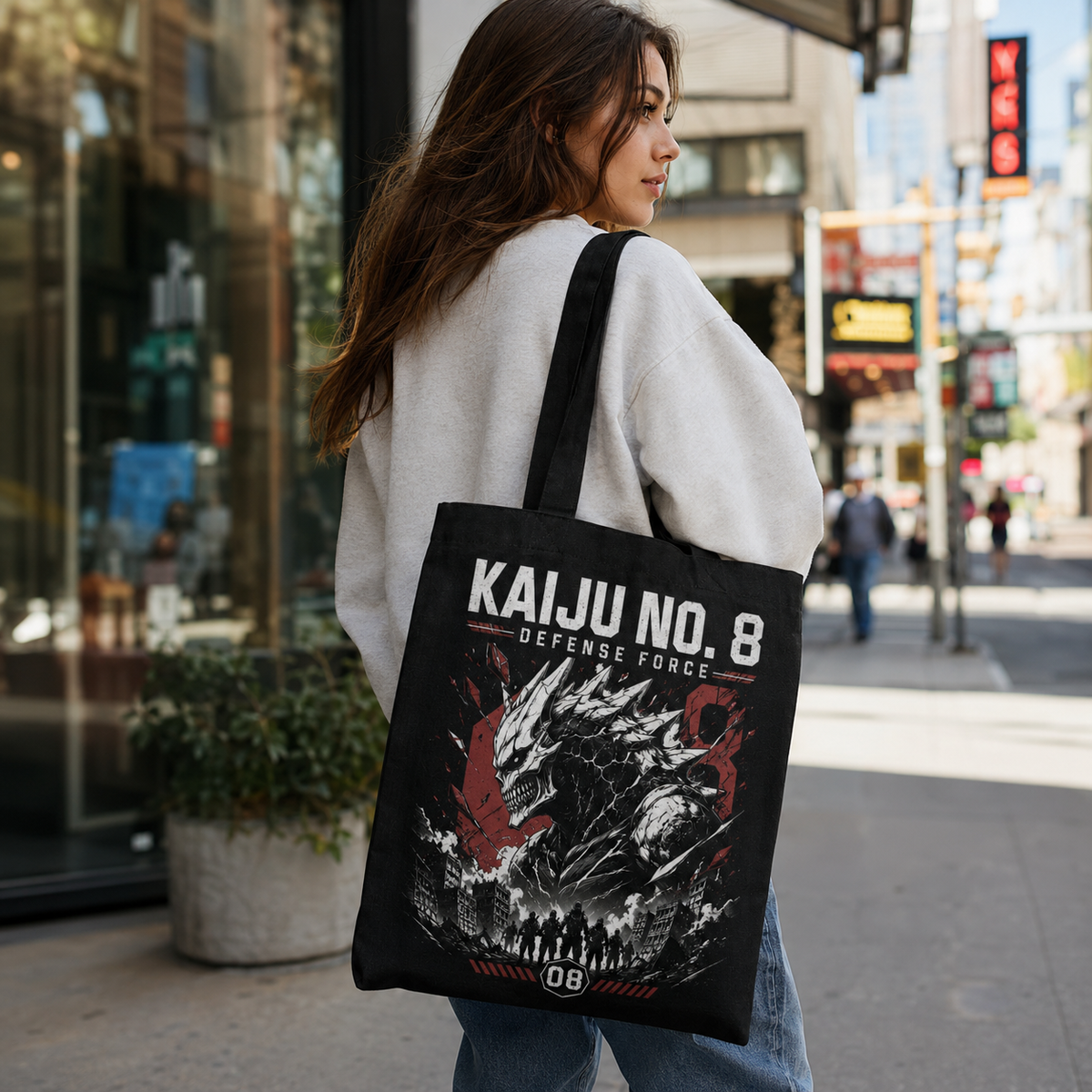 Kaiju No. 8 Anime Canvas Tote Bag - City Under Siege
